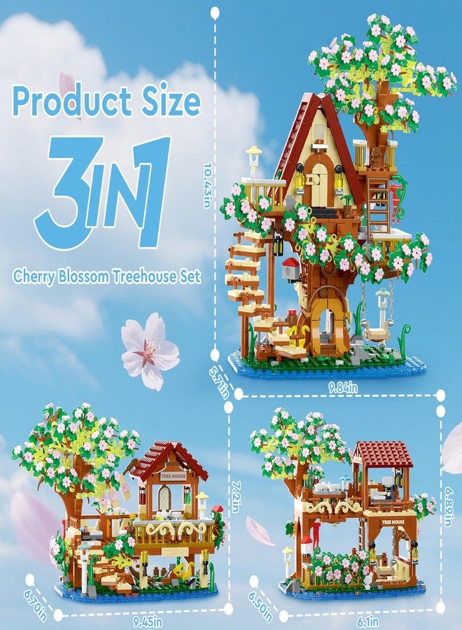 Vziimo 3 in 1 Cherry Blossom Treehouse Building Set, Ideas Flower Tree House Set for Adults, Collectible Creative Sakura Garden Toys Gifts for Teens 14+ (995 PCS) - Image 3